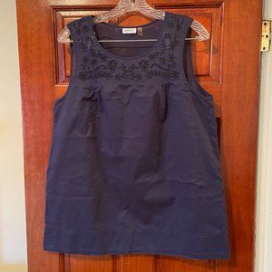 DKNYC navy tank top with embroidering